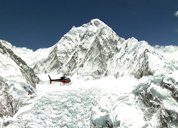 Aerial filming Simrik Mountain Rescue over Khumbu Icefall for The Discovery Channel | Helicopter aerial filming Marzano Films